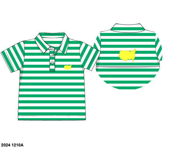 Green Striped Collared Shirt