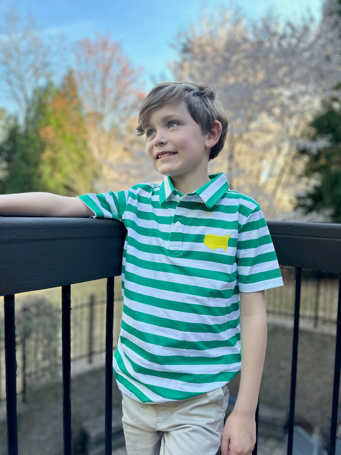 Green Striped Collared Shirt