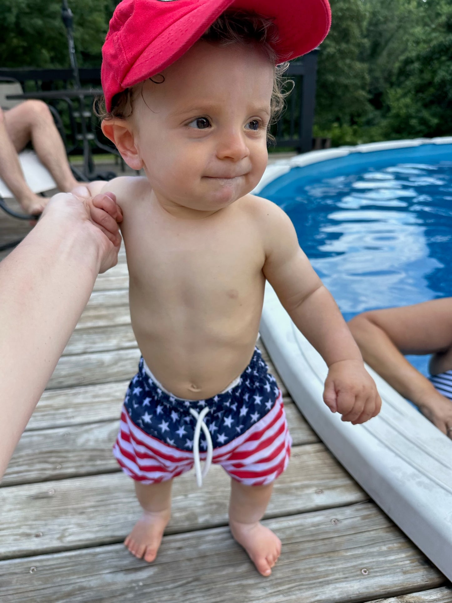 American Flag Swim Boys Trunks ETA early June